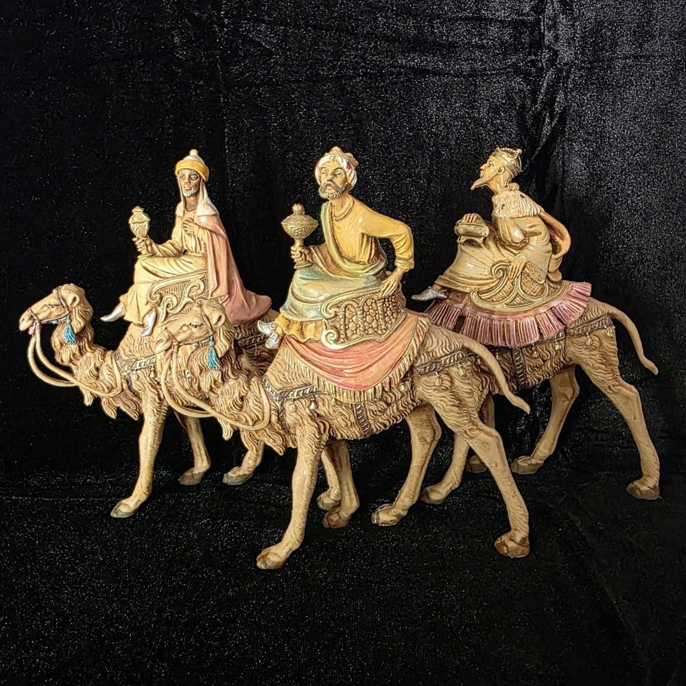 VTG 1983 Fontanini Three Wisemen Riding Camels Nativity Set of 3 Italy 6.5"